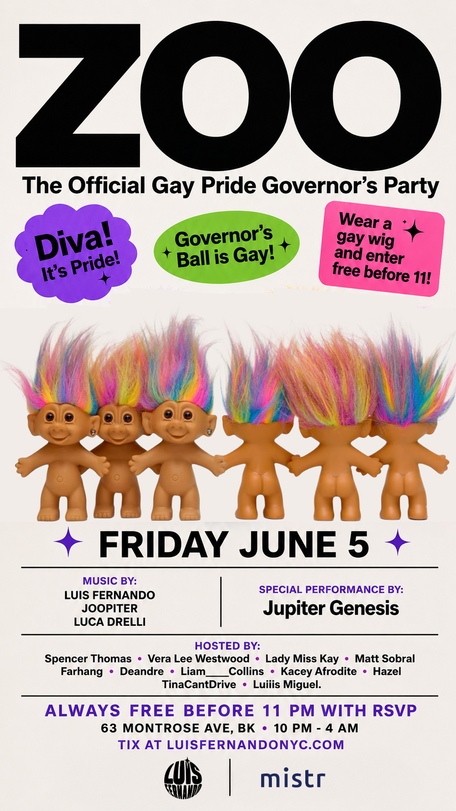 ZOO GAY PRIDE OFFICIAL KICKOFF GOVERNOR’S BALL PARTY