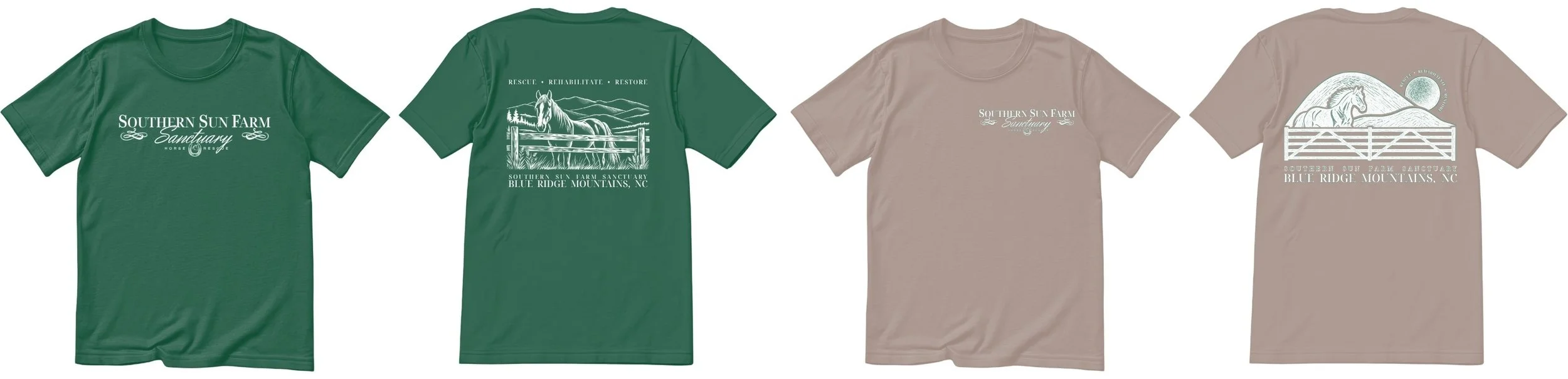 Southern Sun Farm Sanctuary T-shirts supporting rescued farm animals and sanctuary care