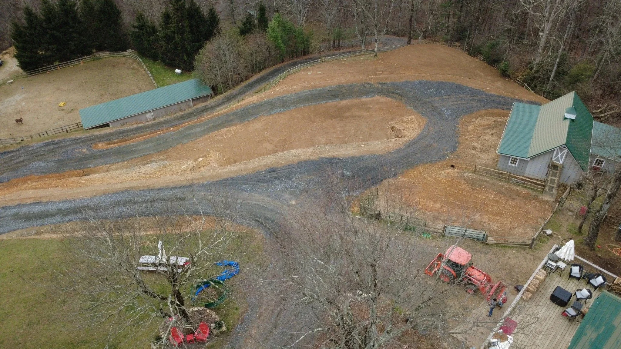 Construction progress at Southern Sun Farm Sanctuary’s new Ginny Burton Horse Rescue Barn site, helping create safe shelter and care for rescued horses in North Carolina.