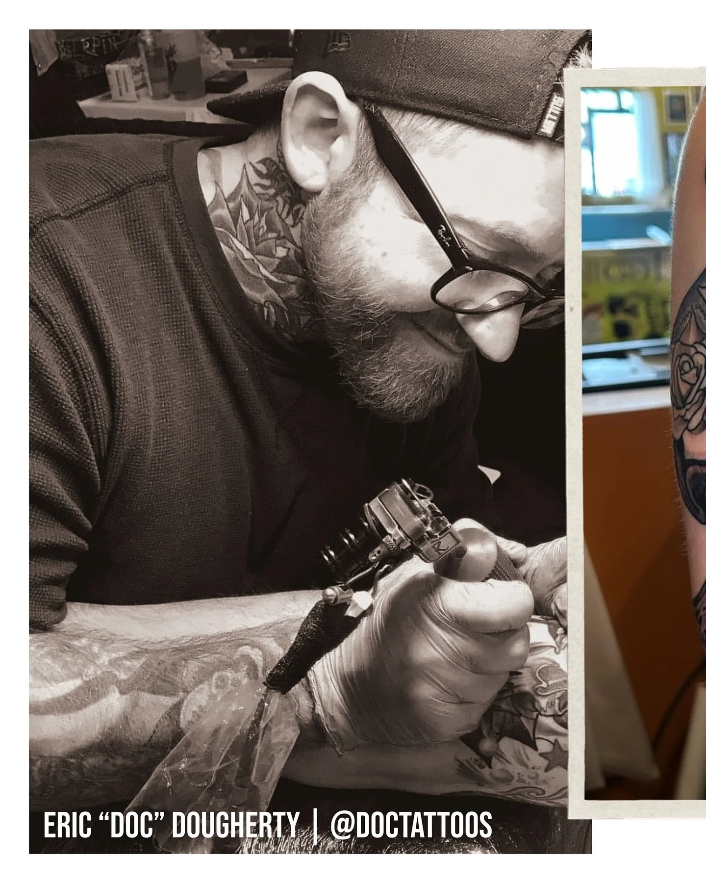 Artist spotlight:
Doc | @doctattoos 
Shoreline Tattoo &amp; Piercing
Tuckerton, NJ

Custom artwork designed and tattooed by Eric &ldquo;Doc&rdquo; Dougherty, a tattoo artist and shop owner based in Southern Ocean County, NJ. Styles and size range fro