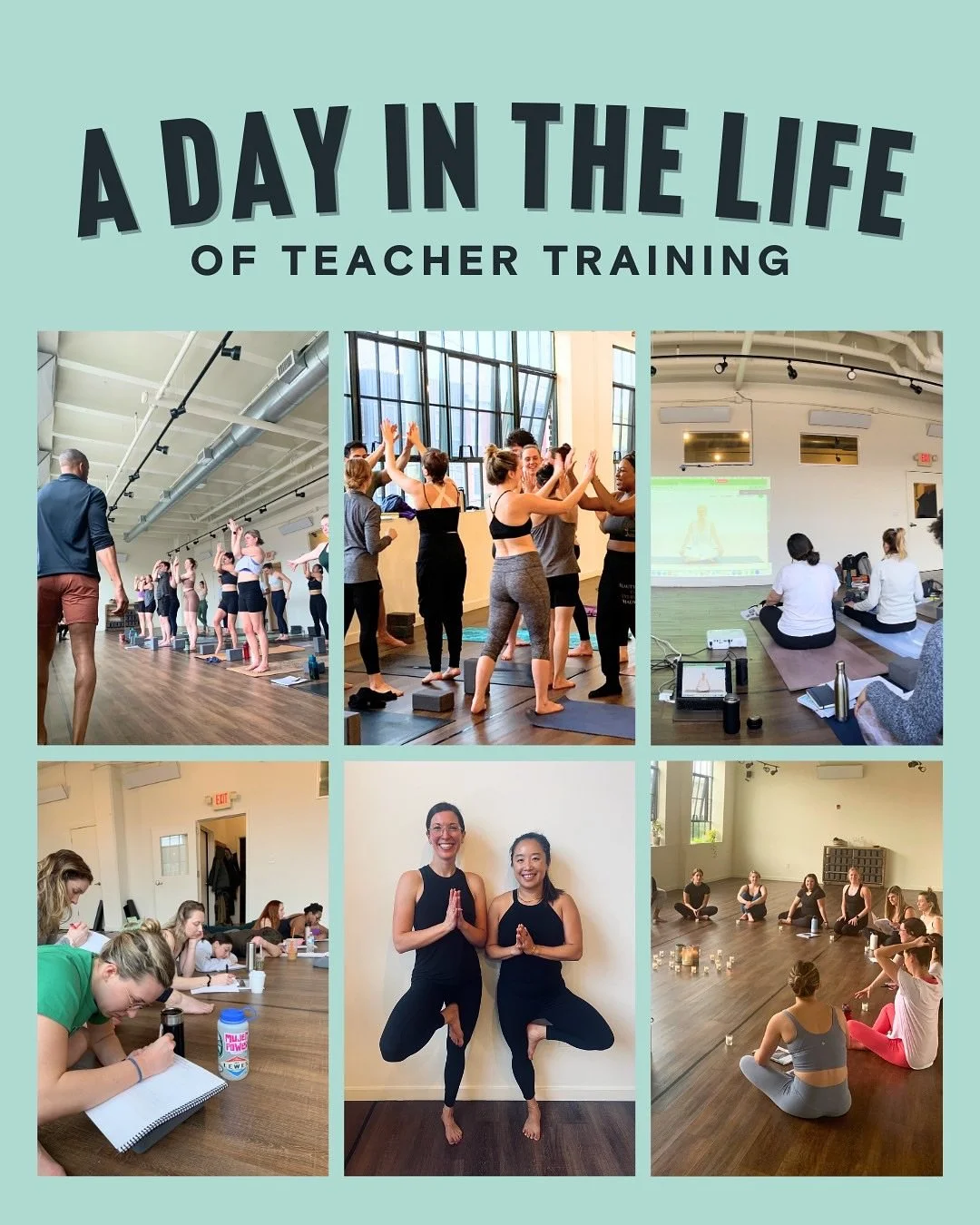 ✨ A day in the life of Teacher Training ✨

Think lots of yoga - practicing yoga, teaching yoga - learning anatomy and more in workshops, studying each pose, snacks (of course), laughing, connecting and sharing.

Spots for our 2026 Yoga Teacher Traini