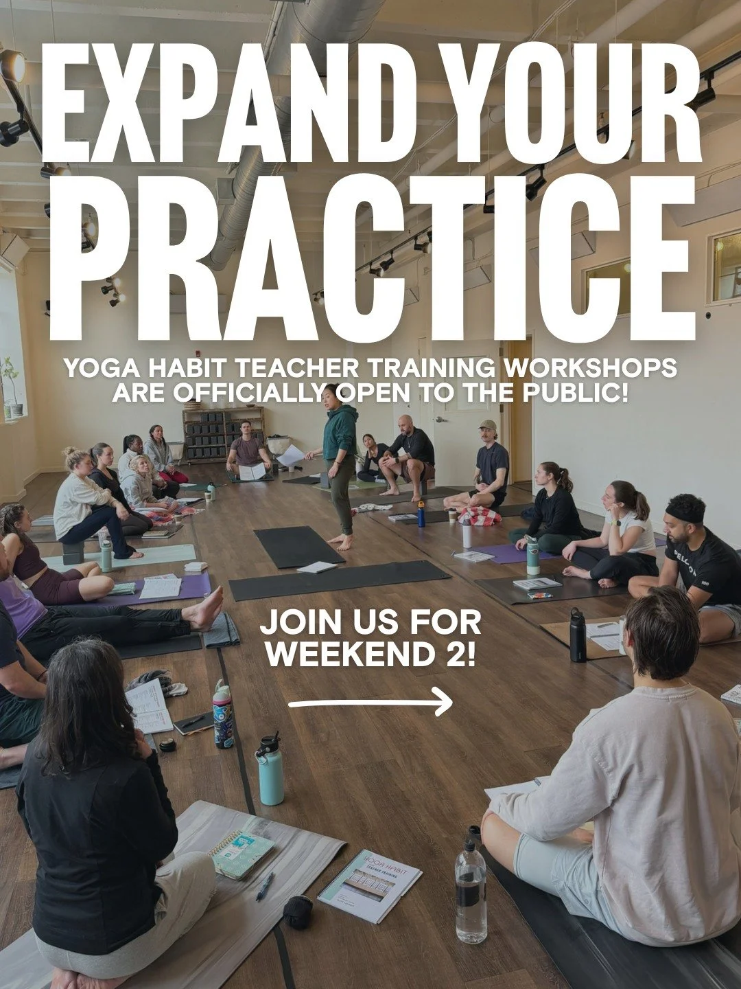 We're headed into weekend  2️⃣ of teacher training and you can join us!

🗣 Find Your Voice &mdash; Explore authentic teaching style and learn how to express you in your classes.

🧠 Intro to Anatomy: The Spine &mdash; Explore axial and rotational mo