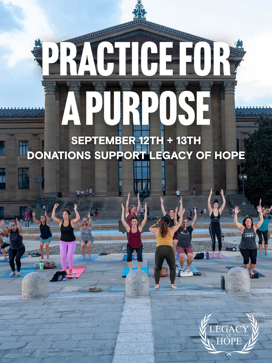 Yoga on the Art Museum Steps!

Join us for two special classes during PHL24&rsquo;s 24-hour climb, led by @powers_and_strength with a live DJ, all while supporting Legacy of Hope.

🥂 Saturday, Sept. 12 at 4:30 PM
All-levels yoga + a champagne toast 