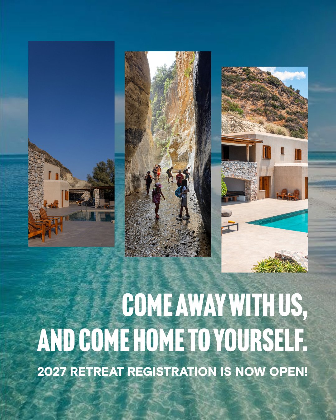 Registration is officially OPEN to everyone for our May 18&ndash;24, 2027 retreat in Crete! ☀️

And after welcoming back past retreat guests and giving our Interest List early access, we&rsquo;re already down to our final spots:
✨ 3 queen-bed rooms r