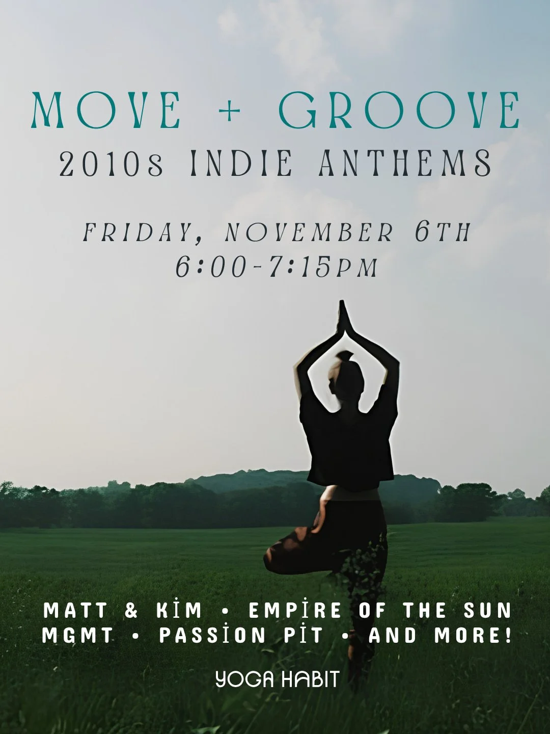 Join @zoezoewilson on Friday, November 6th for our next Move + Groove!

Expect a class full of millennial hopecore vibes, featuring artists like Matt &amp; Kim, Empire of the Sun, MGMT, and Passion Pit.

Text your college bestie, reserve your spot, a