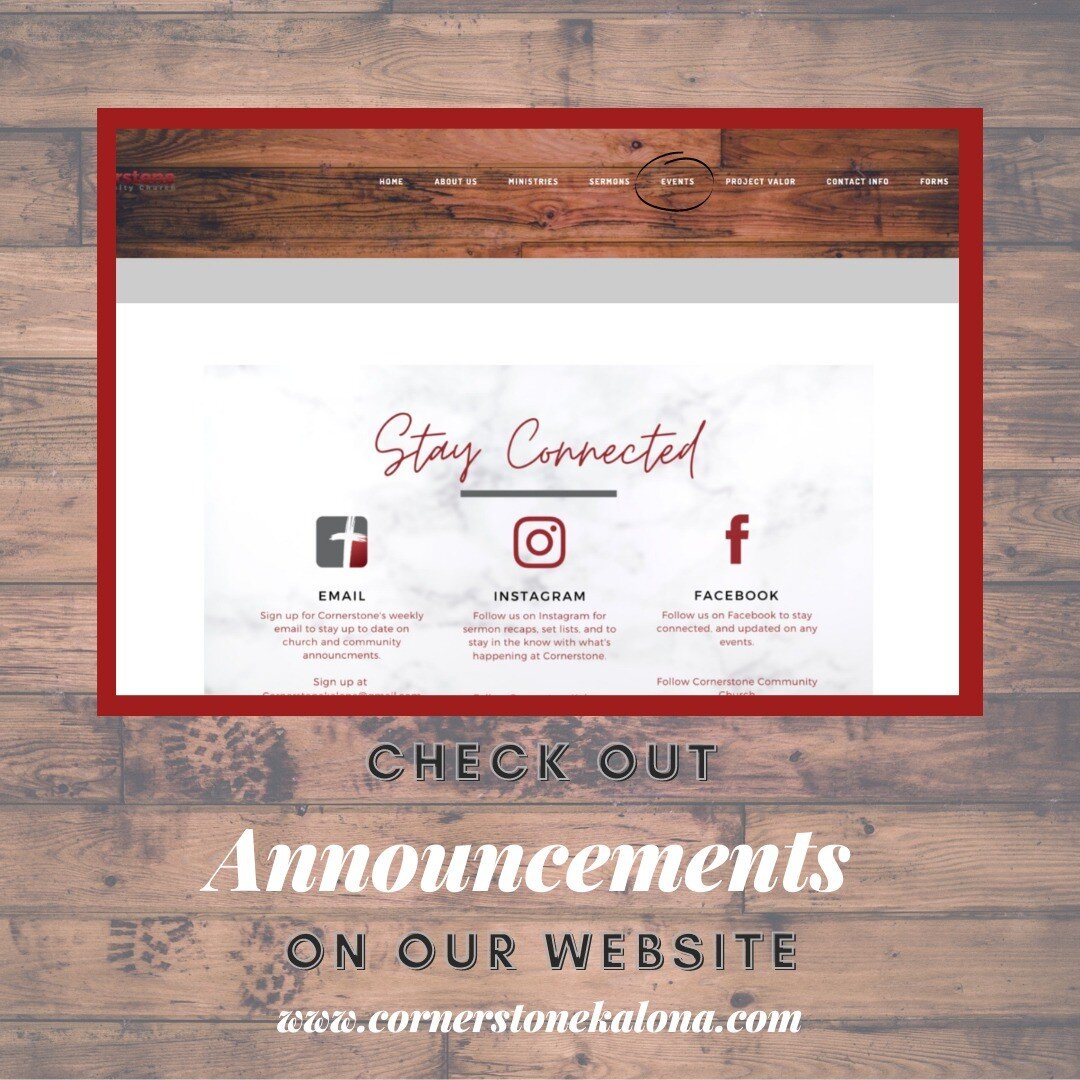 Have you ever heard someone make an announcement and then you forgot everything they just said? It happens to the best of us. You can also go to our website and look back on the information shared on Sundays!! 
link in bio