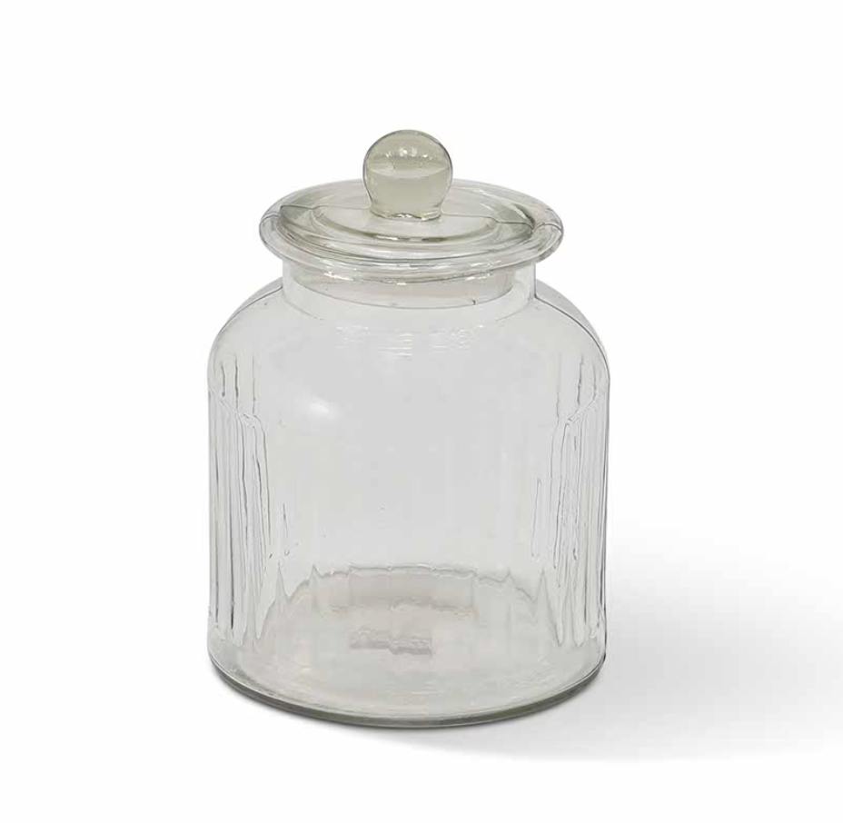 Ribbed Glass Storage Jar