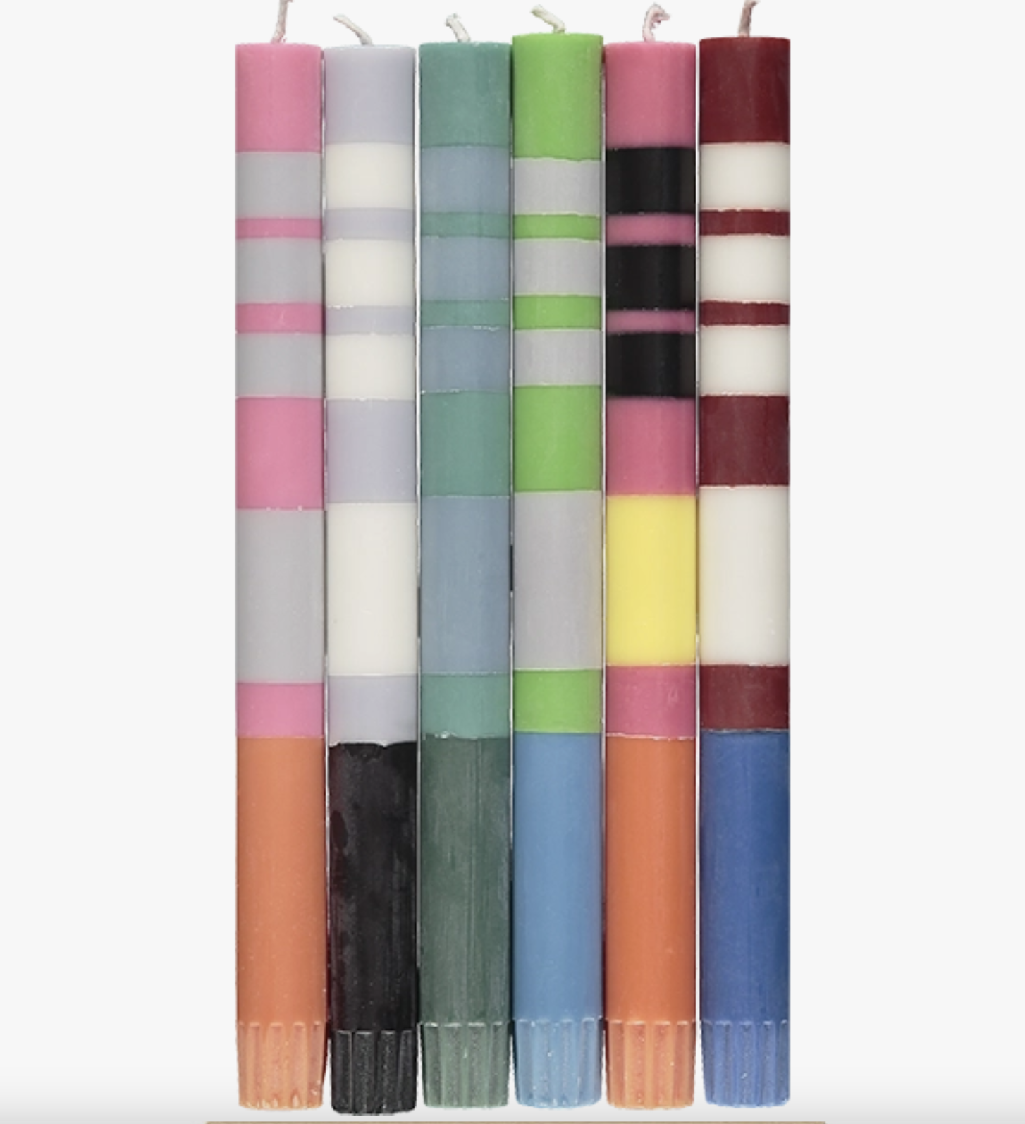 Set of 6 Striped Candles