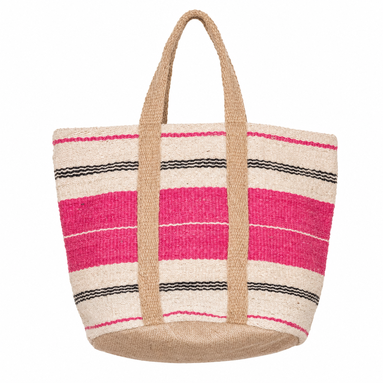 Pink Stripe Basket Bag