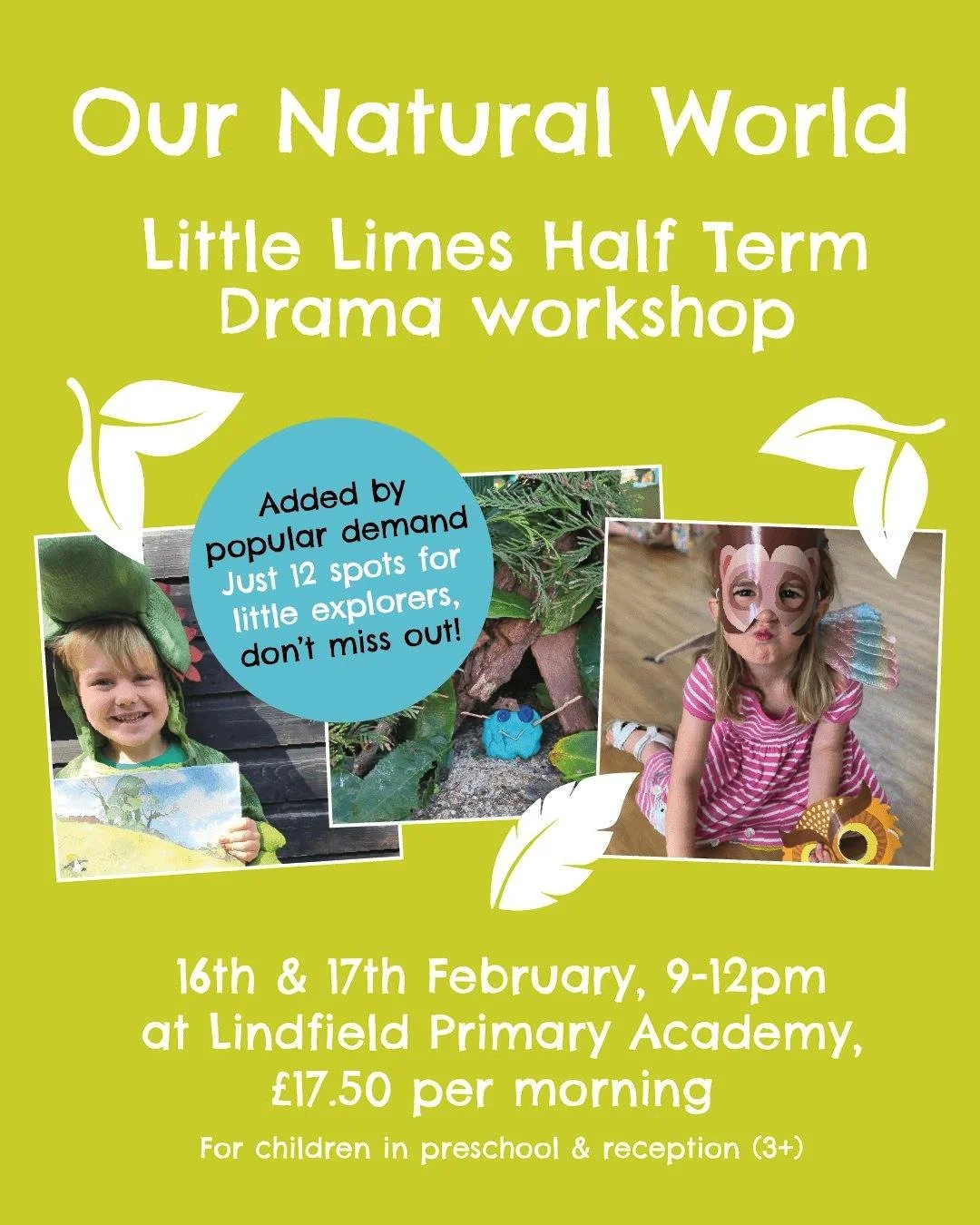 It's OK! No need to panic! Lucy WILL be back with us for the Little Limes Half Term Drama Workshop in February. Places are very limited and will go fast so don't hesitate to book via our website or via the link in our bio. 

🍃 Little Limes Half Term
