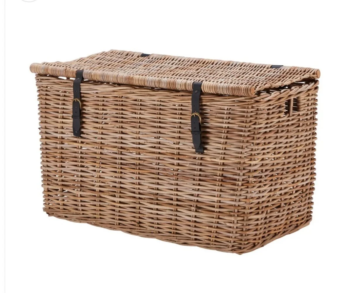 Hi folks. We are looking to borrow a basket or trunk for our show in a few weeks. Does anything have a large wicker  basket (like this) or trunk we might borrow please?

Thanks!