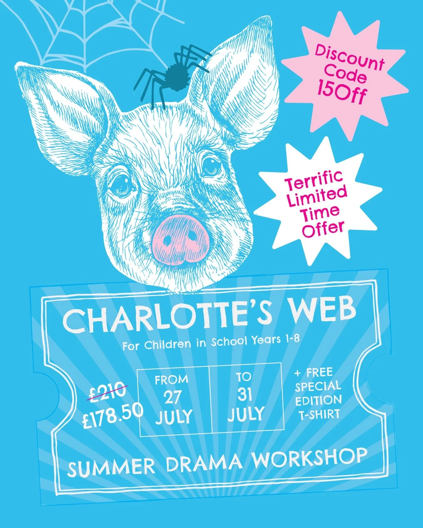 🌟 LIMITED TIME OFFER 🌟

✨ Summer Drama Workshop ✨
27&ndash;31 July

☀️ To celebrate Half Term and this gorgeous sunshine, we&rsquo;re treating you to something special&hellip;

🎭 15% OFF &mdash; today only!
&pound;210 &rarr; &pound;178.50
Plus eve