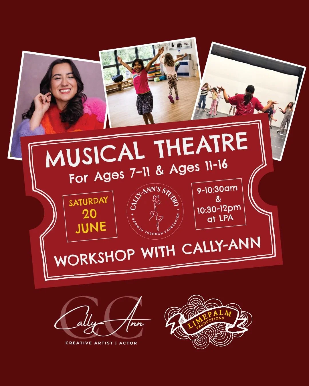 🎭 Musical Theatre Workshop with Cally-Ann!

Two sessions available &mdash; pick yours: 
⭐ Ages 7&ndash;11 | 9&ndash;10:30am 
⭐ Ages 11&ndash;16 | 10:30&ndash;12pm

📅 Saturday 20 June 
📍 Lindfield Primary Academy
💰 &pound;15

Led by professional a
