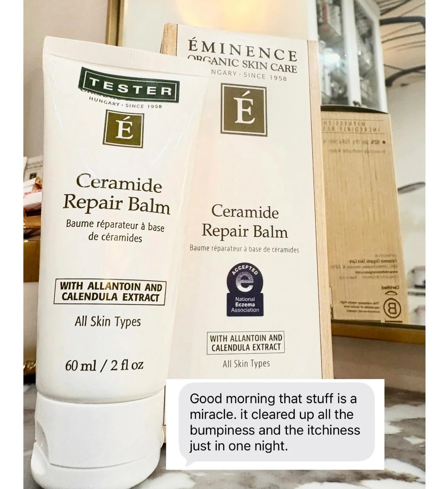 Sensitive/Eczema-prone skin types! 
Introducing the Ceramide Balm! ✨

Accepted by the National Eczema Association as suitable for sensitive, eczema-prone skin.

This ultra-rich ceramide balm is a rescue treatment for irritated, dermatitis-prone skin,