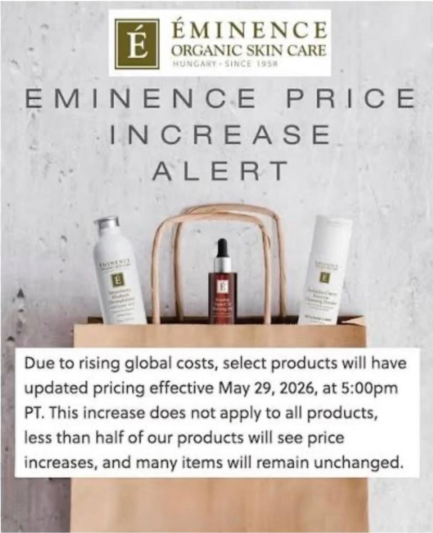 Please note; due to rising global costs Eminence is implementing a price increase effective May 29/26. For anyone wanting to stock up prior to price increase please let me know ❤️ Eminence products are good for 24 months 🌱🌱🌱
.
.
#eminenceorganics 