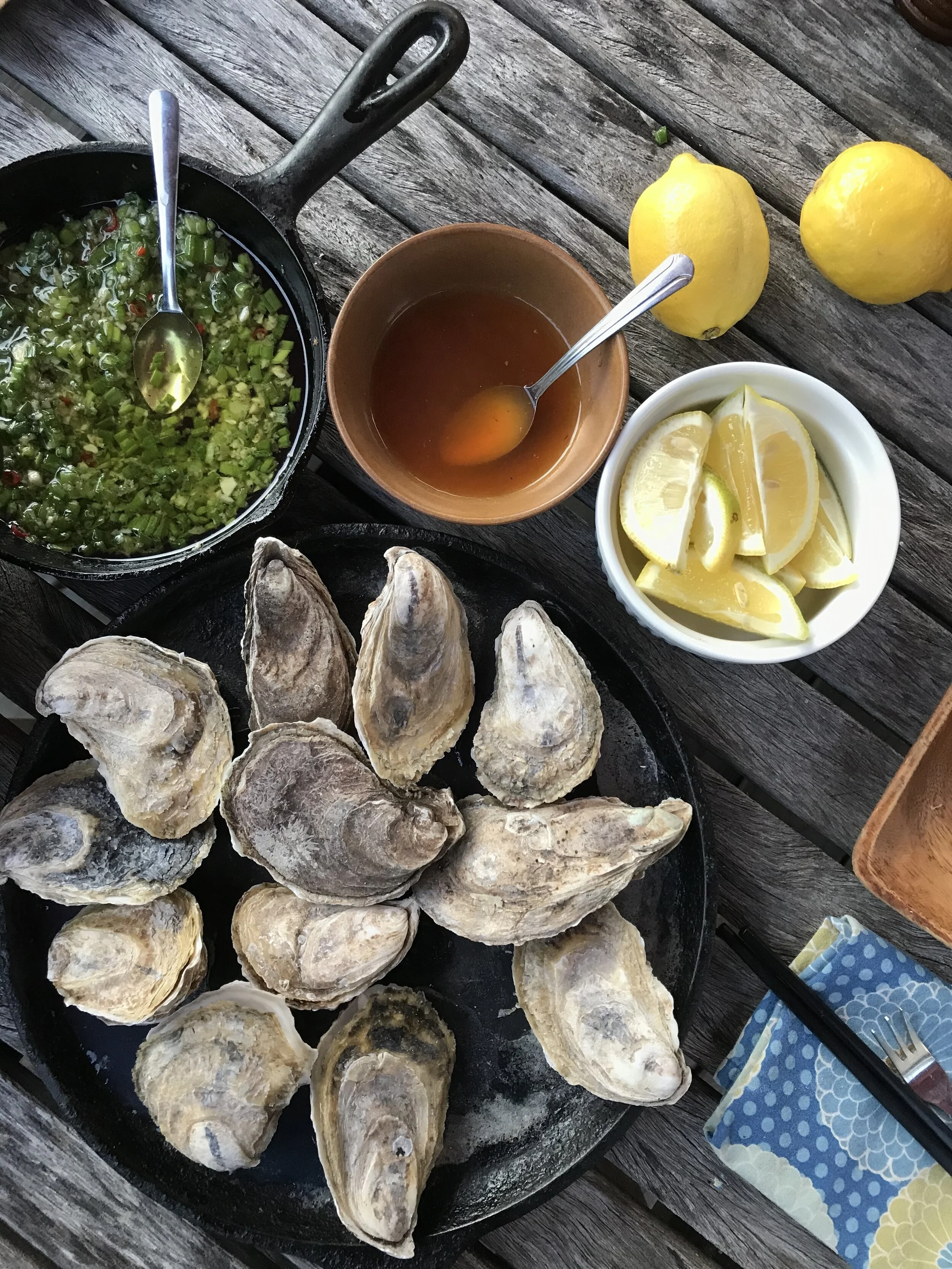 Live with Chef Vui: Steamed Oysters On The Grill + Scallion Oil