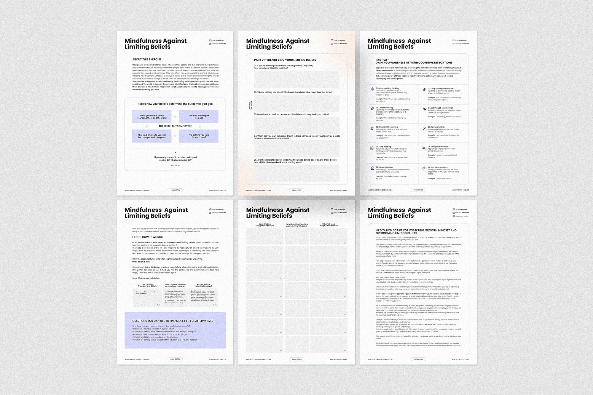 Mindfulness Exercises and Worksheets (PDF & Canva) — Mindful Coaching Tools