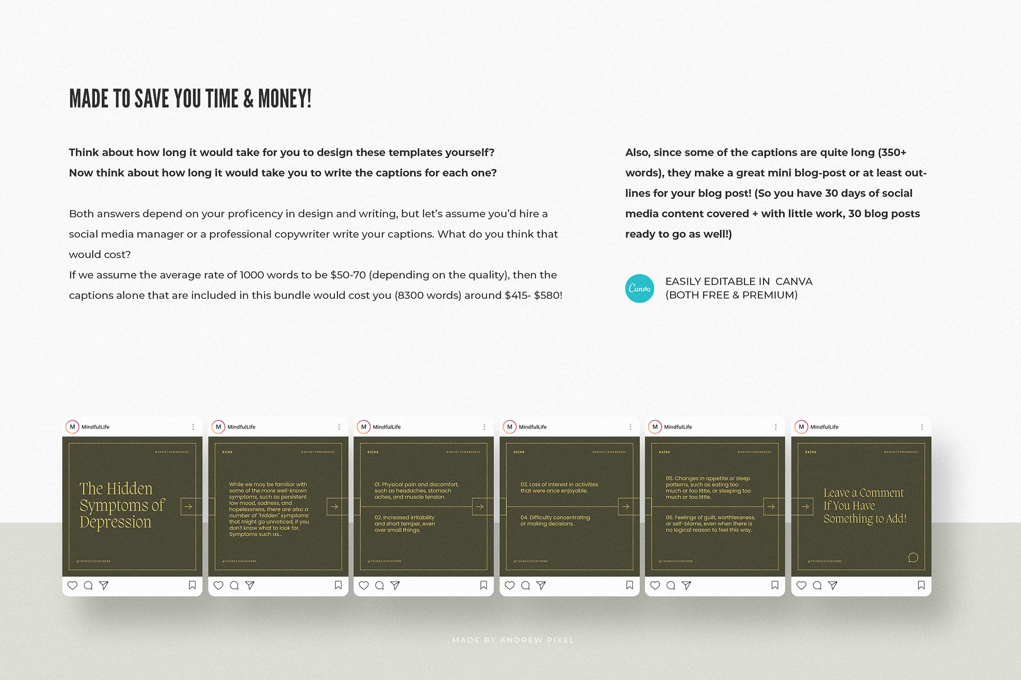 Anxiety Instagram Templates For Canva — Mindful Coaching Tools