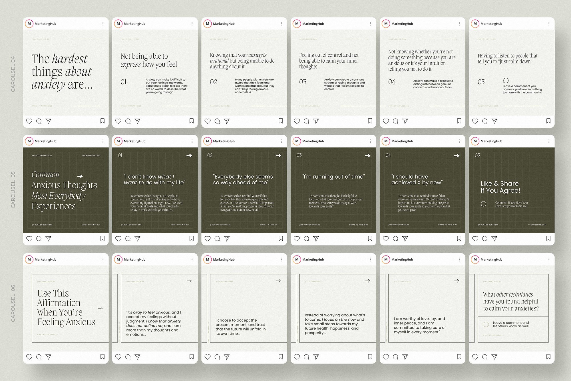 Anxiety Instagram Templates For Canva — Mindful Coaching Tools