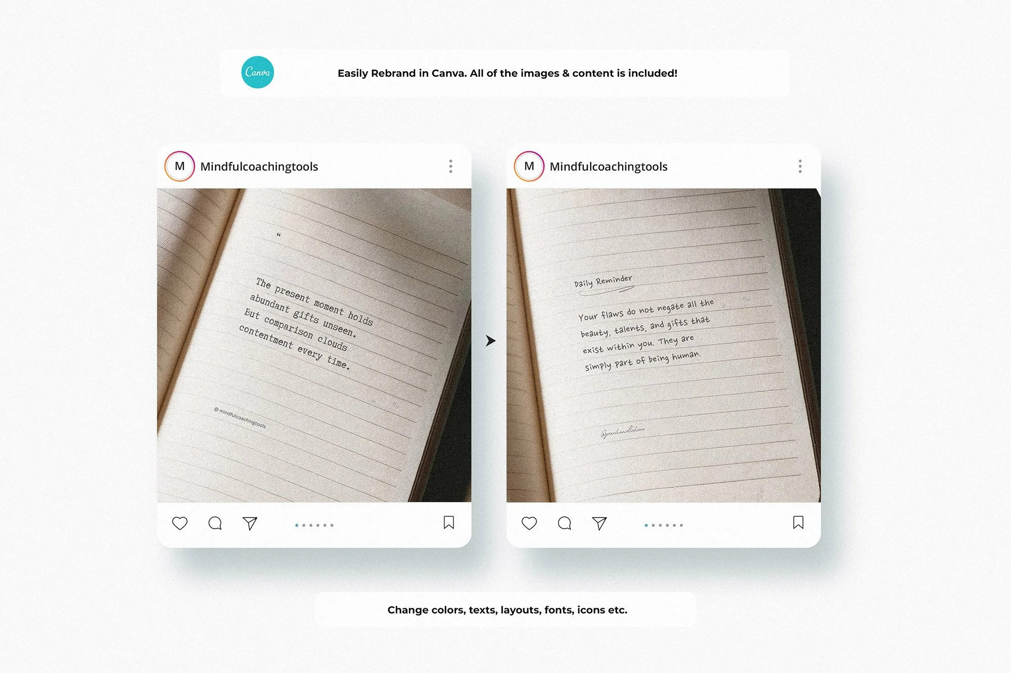 Wisdom Instagram Post Templates For Canva — Mindful Coaching Tools