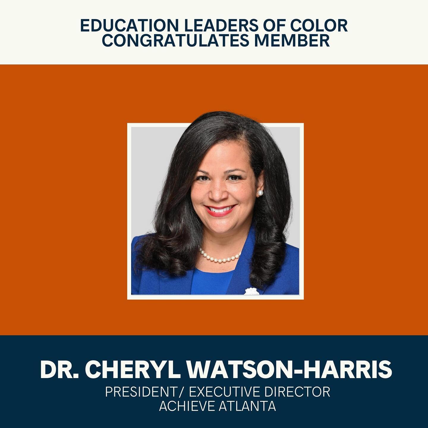 Congratulations to EdLoC member Dr. Cheryl Watson-Harris for her new role as the President/Executive Director of Achieve Atlanta!

Dr. Watson-Harris is an exceptional educational leader with three decades of experience in and out of the classroom. Sh