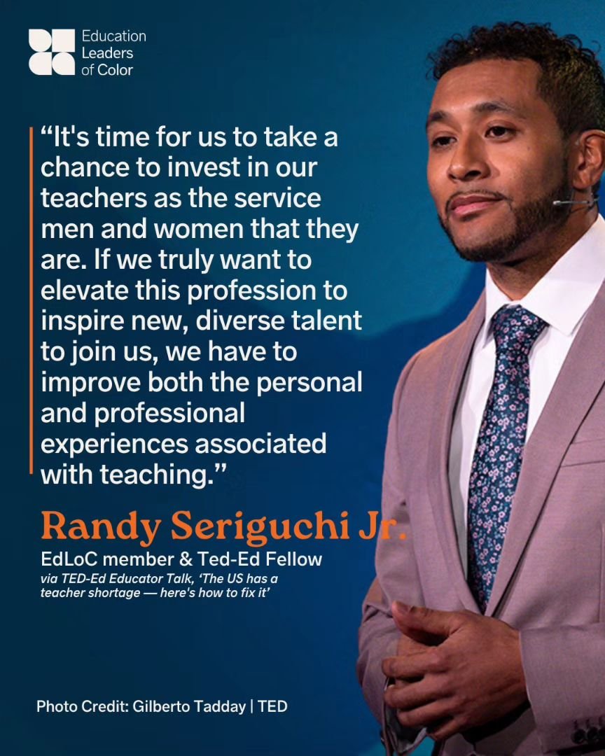 EdLoC member and TED-Ed Fellow Randy Seriguchi Jr. recently delivered a compelling #TEDTalk, proposing a transformative &quot;G.I. Bill&quot; for teachers, particularly aimed at supporting Black male educators.

His innovative model, showcased throug