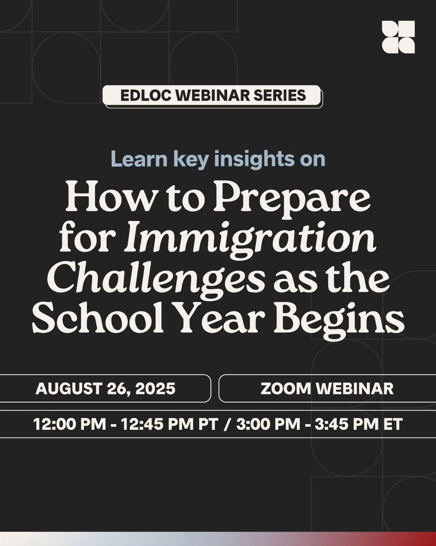 As schools open their doors this fall, they're welcoming students back, but they will also be stepping into a complex landscape of immigration challenges that demand thoughtful preparation and unwavering advocacy.

Join us on August 26 for the second