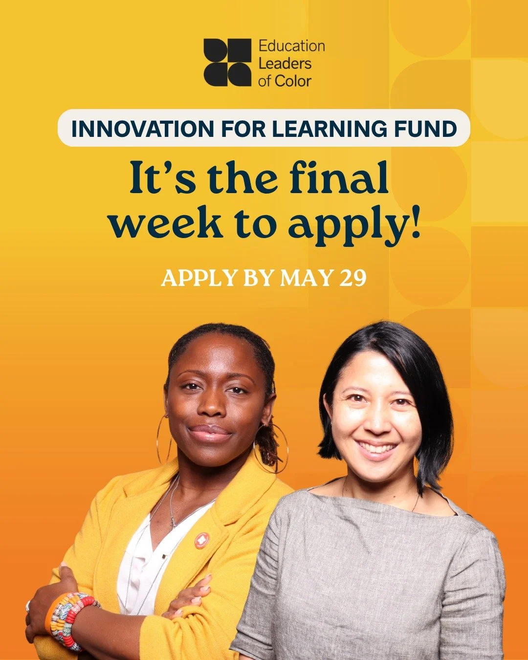 This is the final week to apply for the Innovation for Learning Fund. 

This fund is designed to support bold, innovative initiatives that improve learning outcomes for K-12 and strengthen curriculum and instruction for students of color, students ex