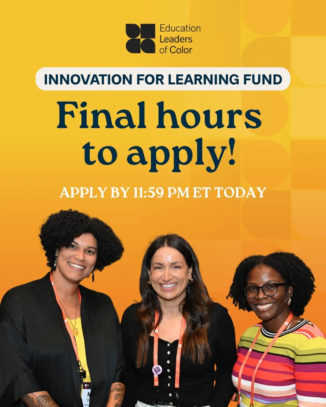 Today is the final day to apply for the Innovation For Learning Fund. 

If you have a bold idea that will improve learning outcomes for K-12 and strengthen curriculum and instruction for students of color, students experiencing poverty, multilingual 
