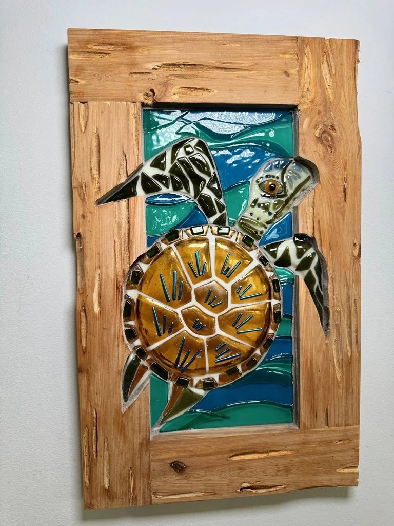 Off to Sea - 10"x20" - Fused glass mosaic 