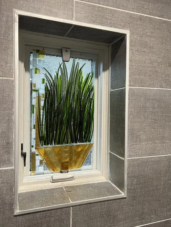Window Treatment-fused glass privacy glass