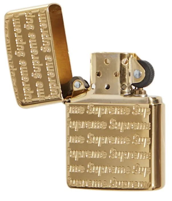 Supreme Repeat Engraved Zippo (Gold) — Snake City Tattoo Official