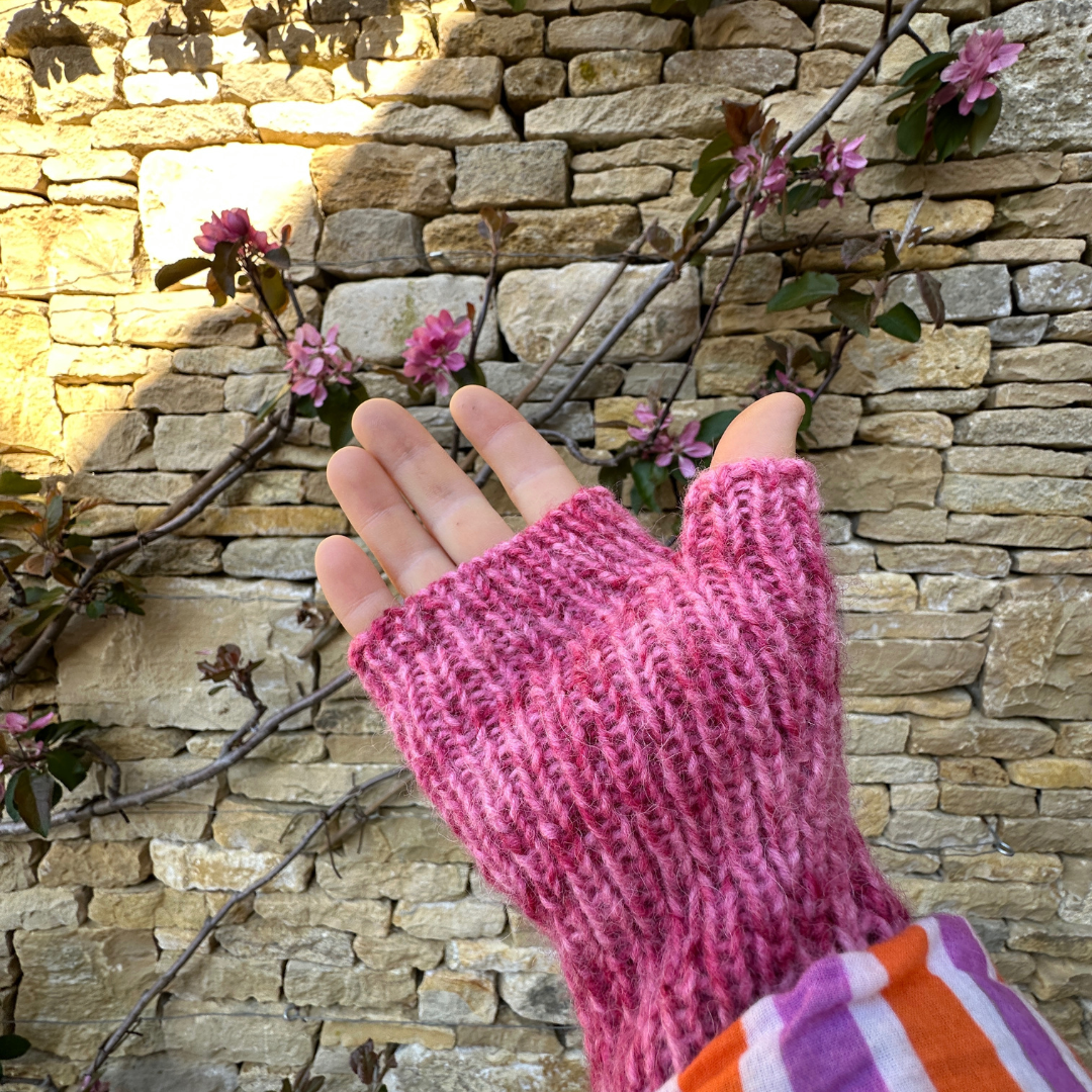studioEVIG - Knitting Pattern - Fingerless Mitts on hand.png