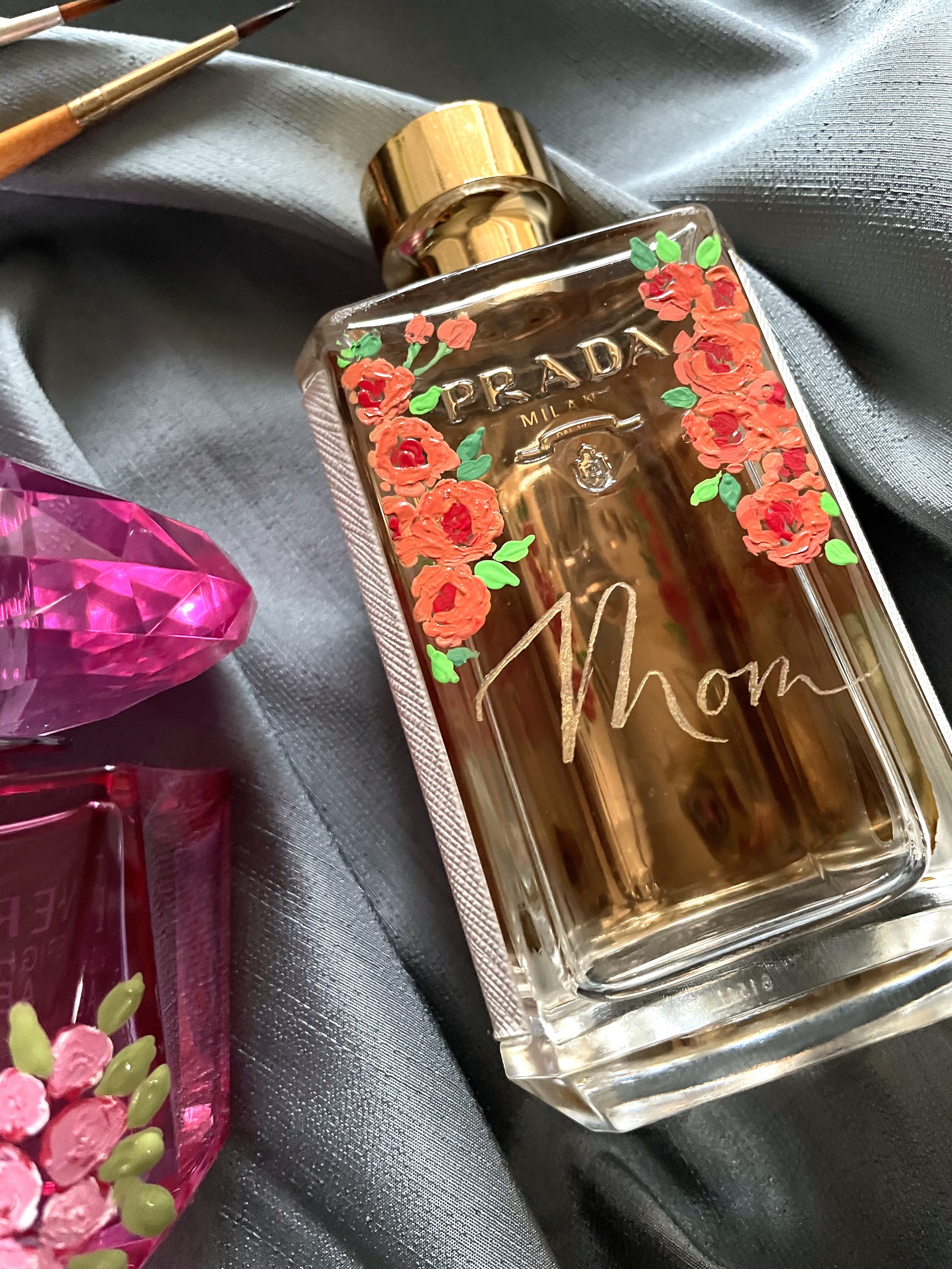 Engraved Perfume Bottle with Florals