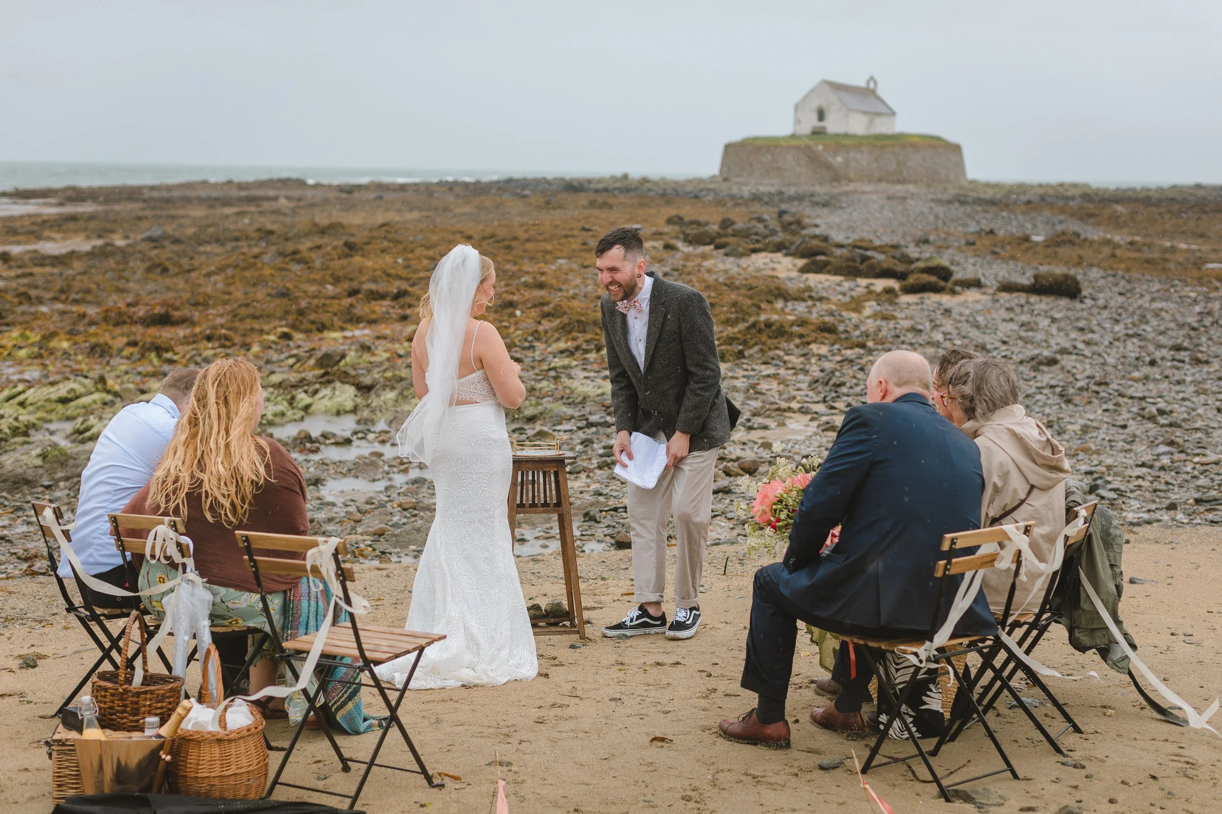 Rainy beach elopement on Anglesey