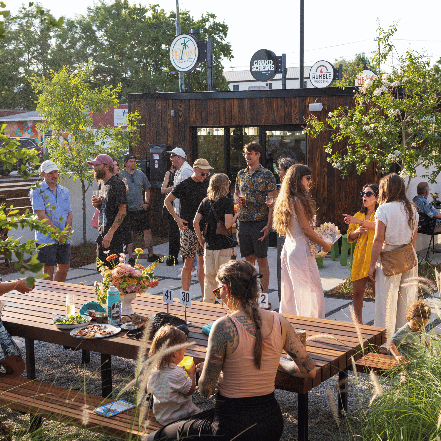 Guests attending the opeing party for South Main Stations Garden.