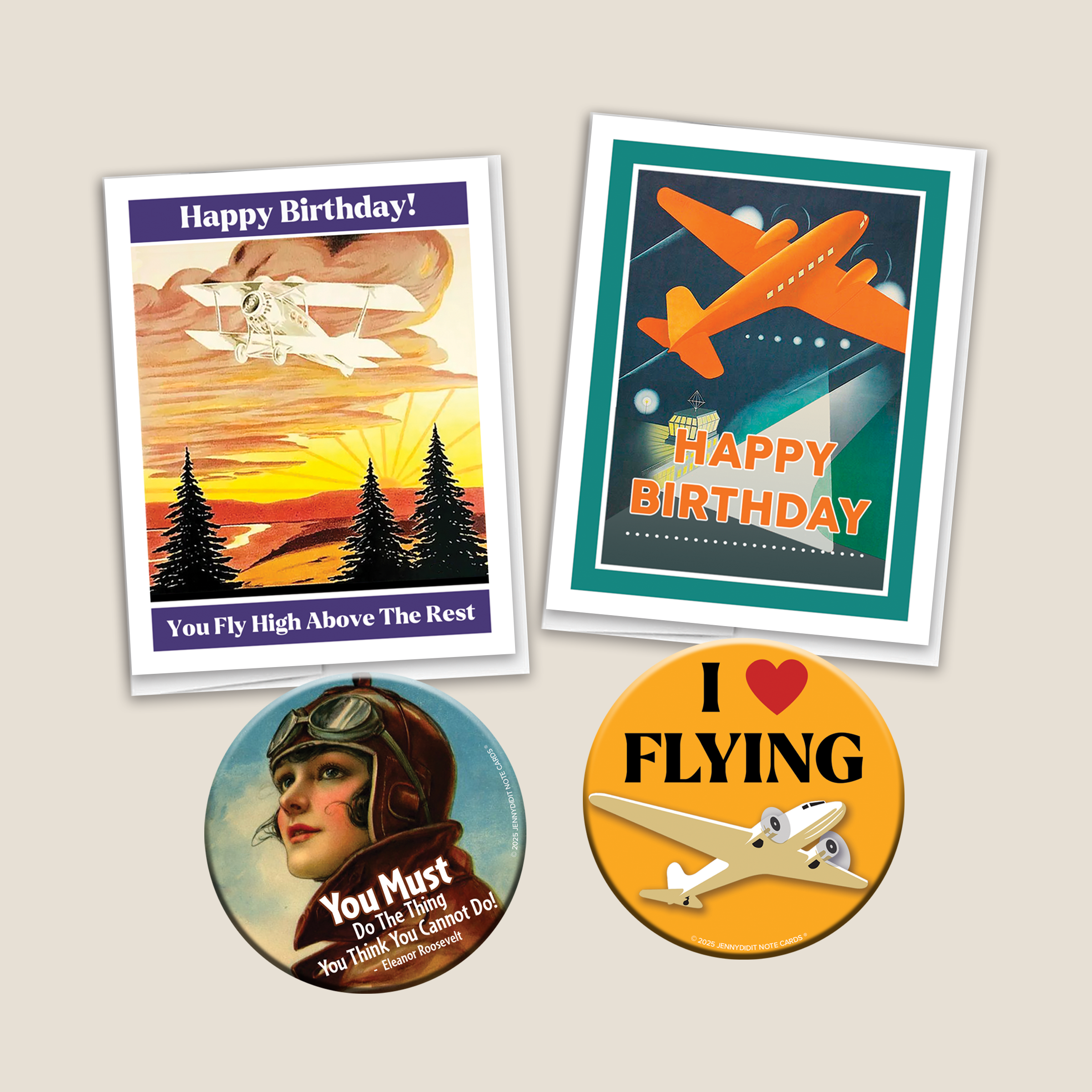 JennyDidIt Aviation Note Cards + Magnets