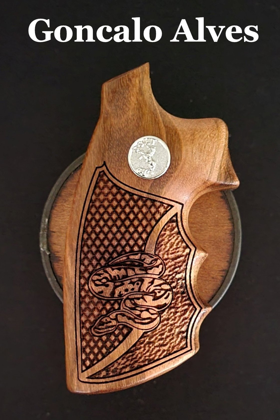 Colt Python 2020 • Anaconda 2021 I-Frame with FlatTop Diamonds/Stipple with Inset Python and Silver Medallions Zebrawood