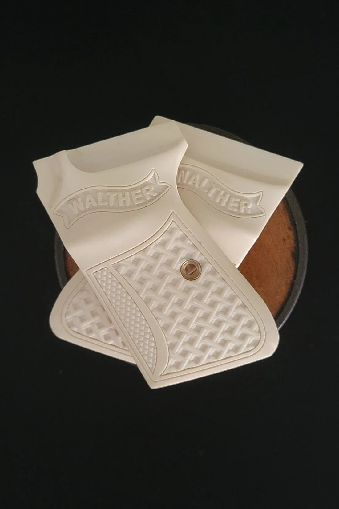 Walther PPKS Bonded Ivory Custom HRV Grips® Basketweave/Checker .380 Arkansas, S&W, Interarms, & Manurhin!