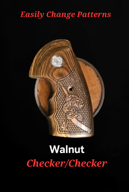 Colt Anaconda/Python Walnut Double Checkered with Inset Snake, Serpentine Logo, and "45" plus Medallions