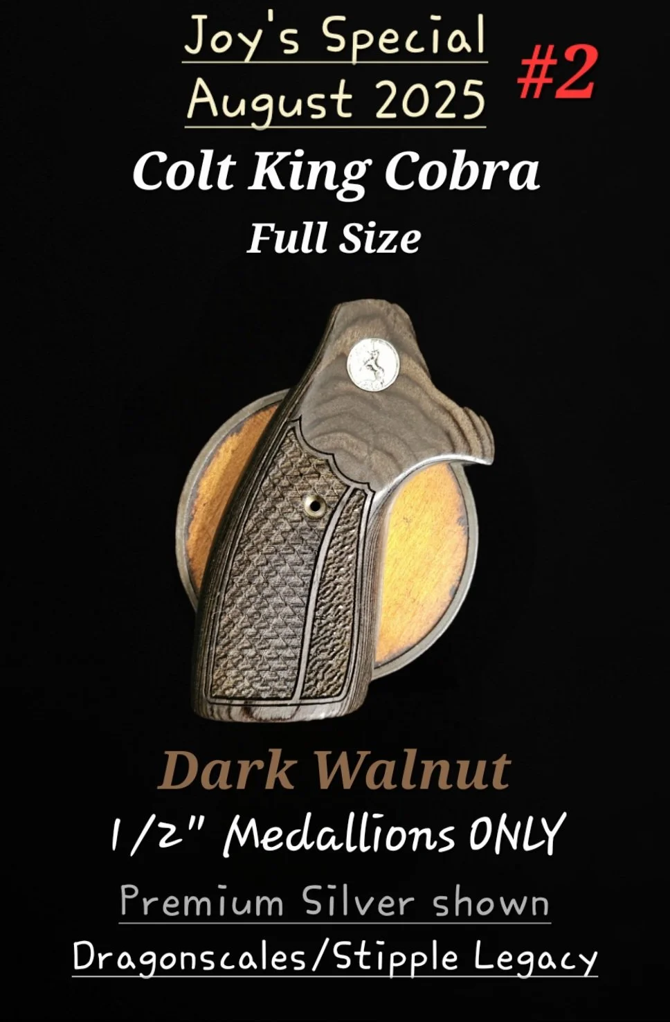 Colt King Cobra "Joy's Special #2" Extended Target "Legacy" Dragonscales/Stipple Design Dark Walnut