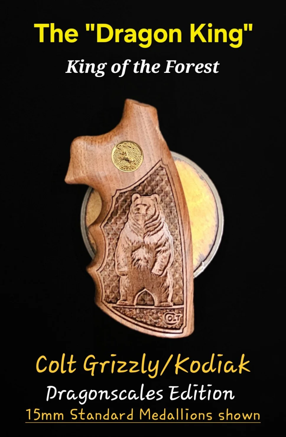 Colt Grizzly/Kodiak I-Frame Dragonscales/Stipple Inset "Dragon King" Optional Medallions