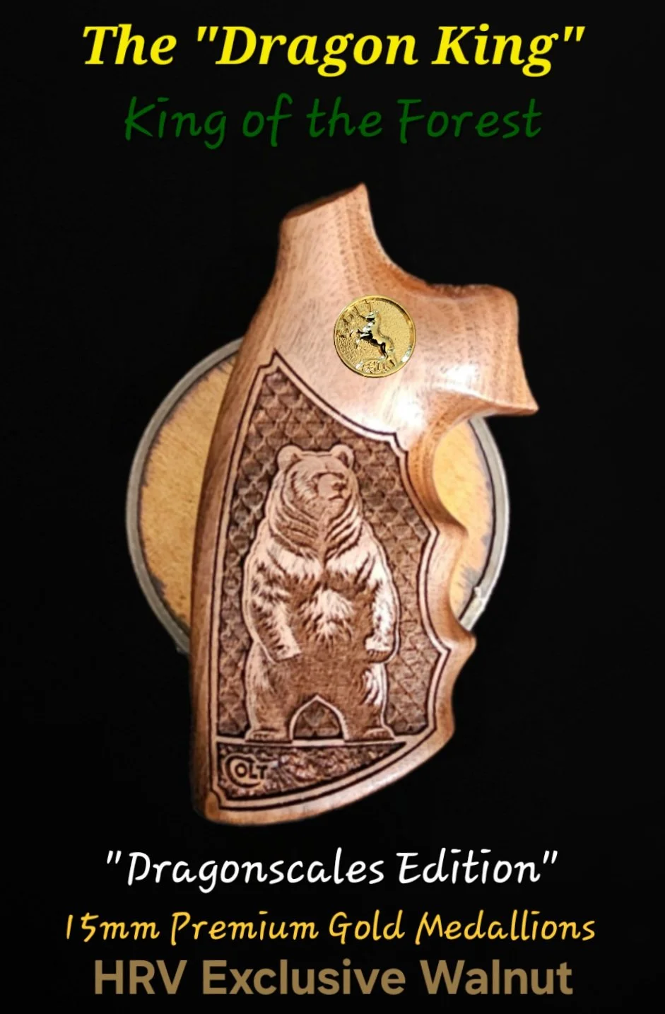 Colt Grizzly/Kodiak I-Frame Dragonscales/Stipple Inset "Dragon King" Optional Medallions