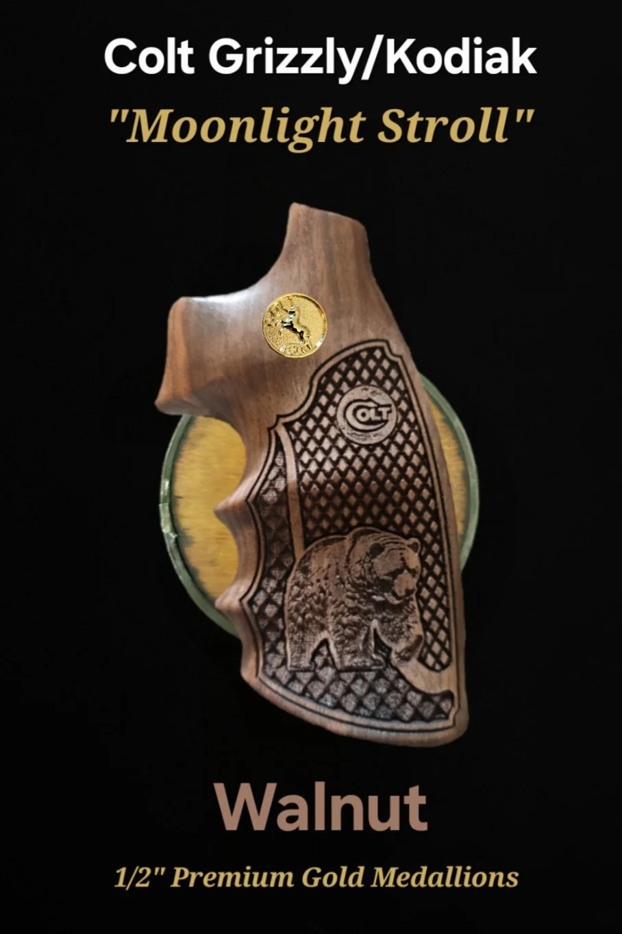 Colt Grizzly/Kodiak I-Frame Dragonscales/FlatTop Diamond™ Inset "Moonlight Stroll" with Paw! Optional Medallions • All Wood Species