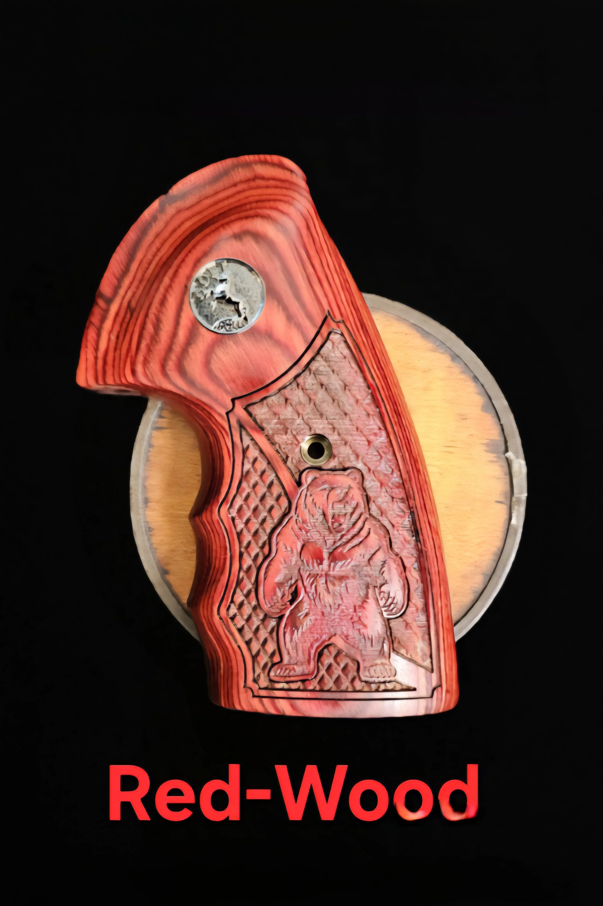 Colt Grizzly/Kodiak 2024+ FGT Fingergroove Target Grips The "Mad King" Inset Bear • Red-Wood