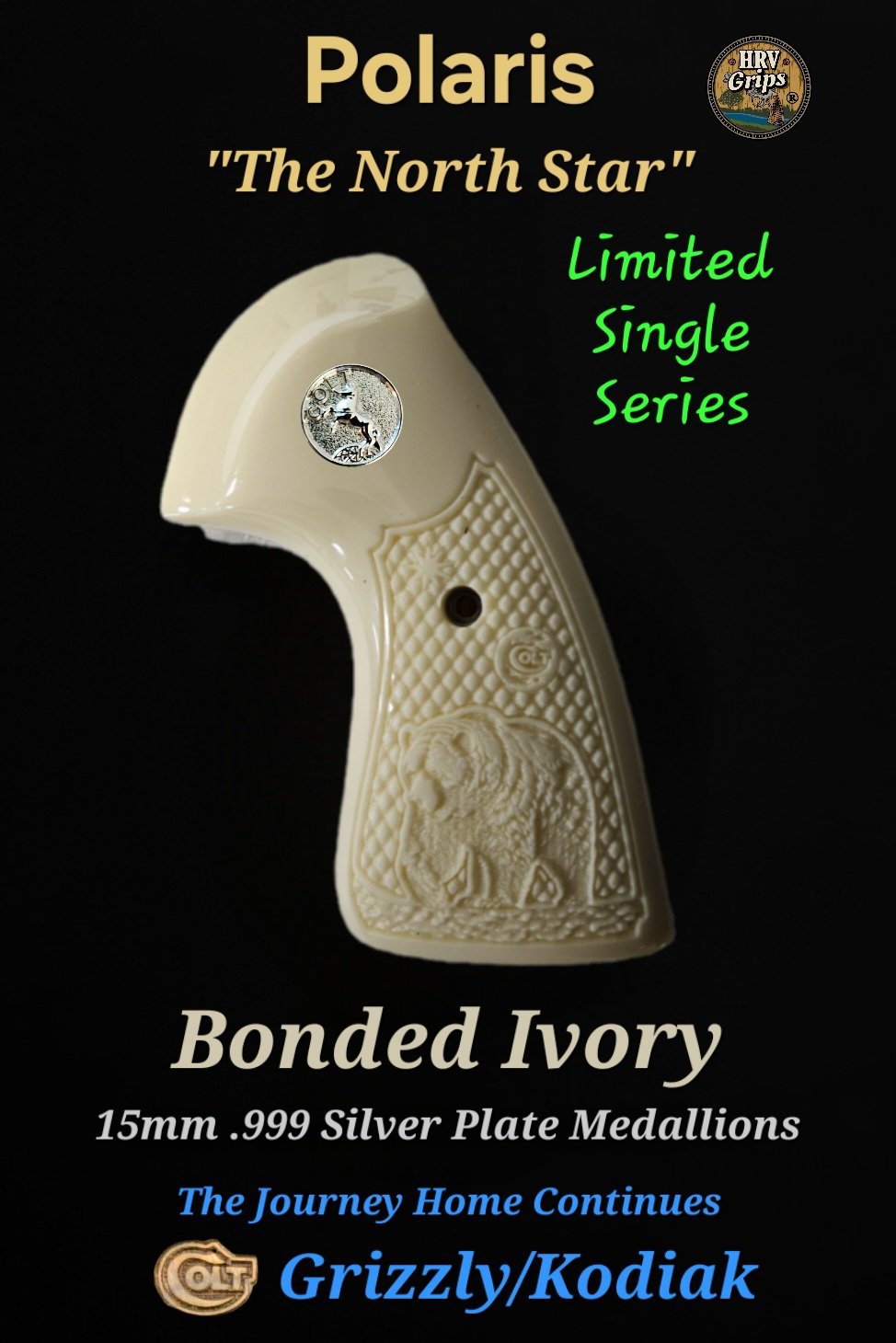 Colt Grizzly/Kodiak 2024+ FFT Oversize Extended Target Grips "Polaris" FlatTop Diamonds "Moonlight Stroll Series" • All Colors