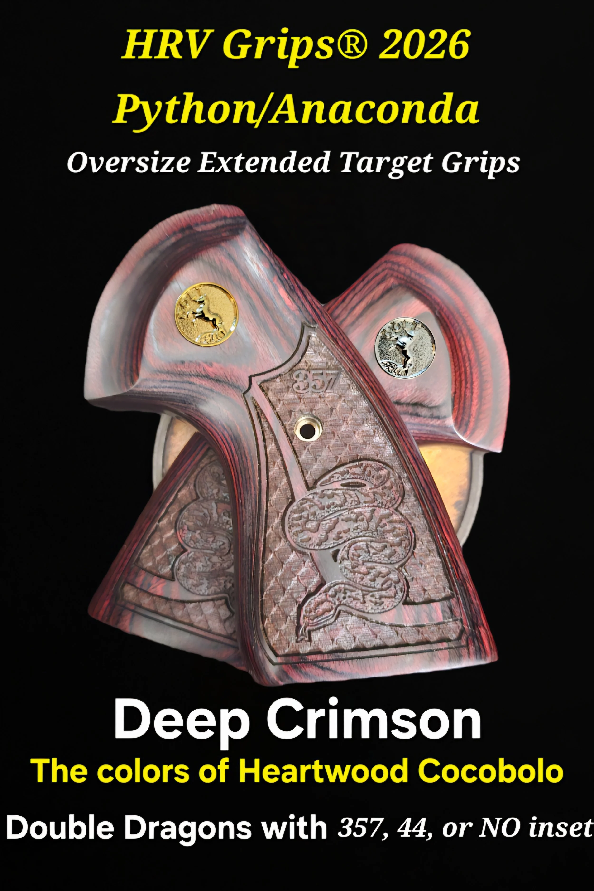 Colt Python/Anaconda 2021+ FFT Oversize Extended Target Grips "2026 Anaconda/Python" Double Dragons • All Colors