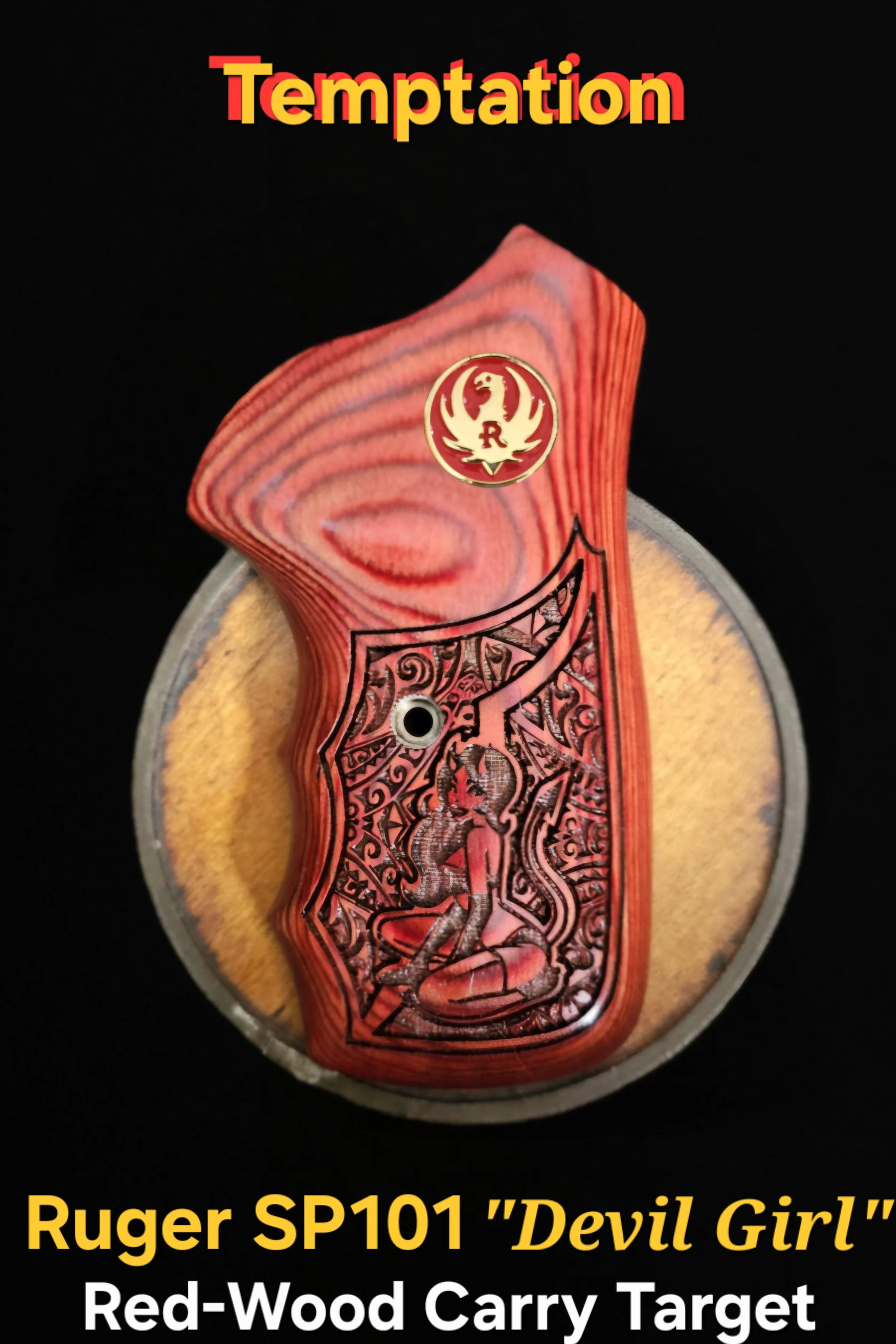 Ruger SP101 FGT OS Fingergroove Grips "Devil Girl" Dragonscales Optional Top Section • All Colors