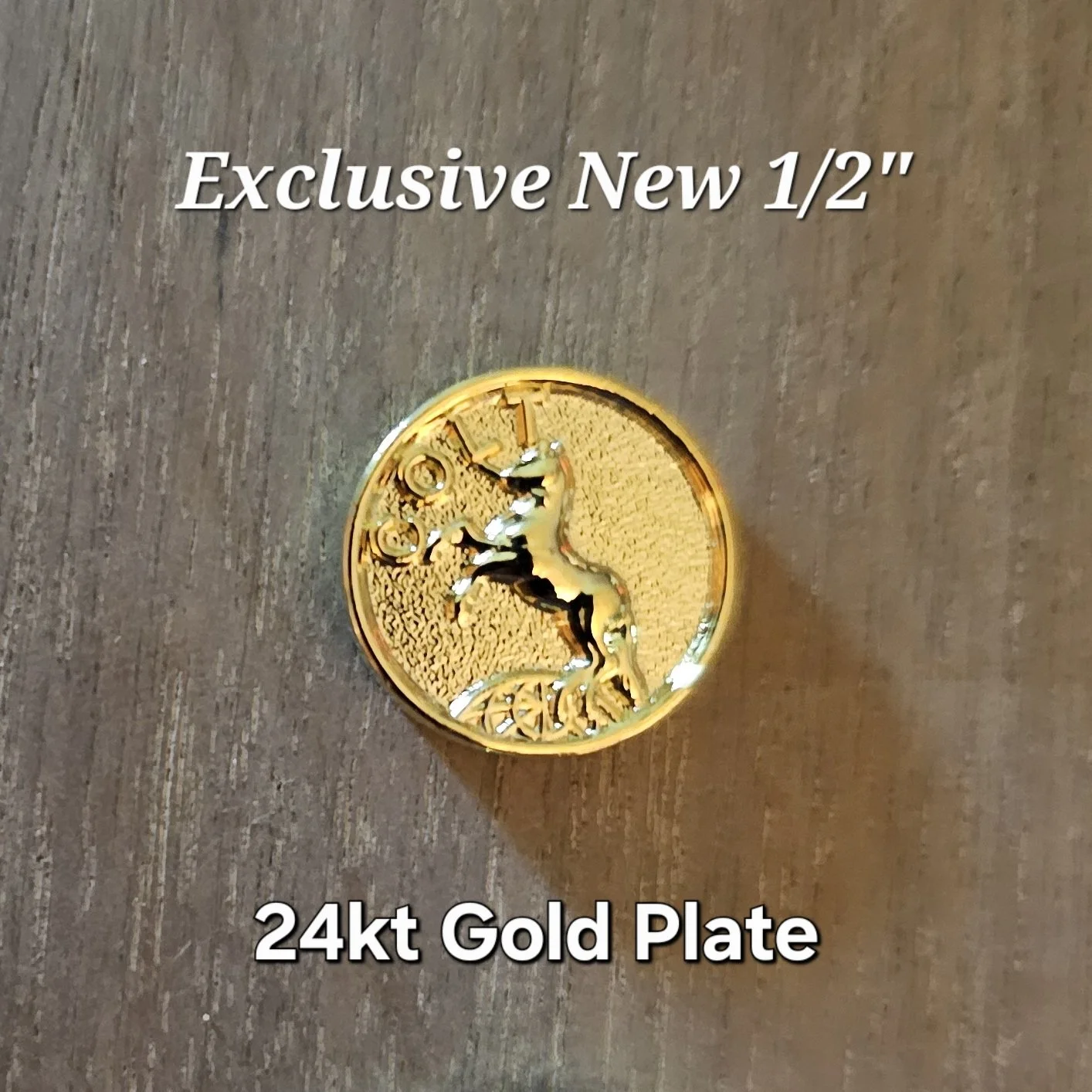 Colt 1/2" Premium Custom 1/2" 24kt Gold Plate Medallion