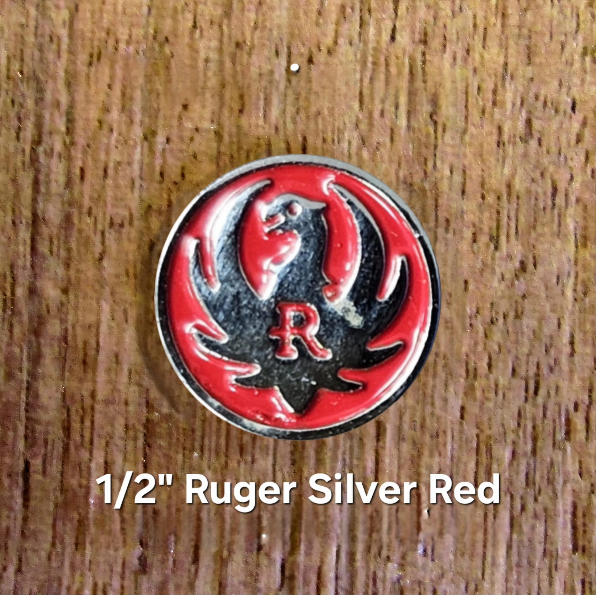Ruger Silver Red Medallions - 1/2" with access to HRV Grips® Medallion Help Page